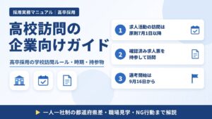 高校訪問の企業向けガイド｜求人活動の訪問は原則7月1日以降・確認済み求人票を持参・選考開始は9月16日